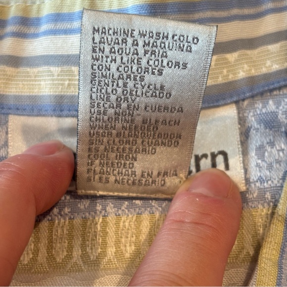 VINTAGE DRESS BARN Sleeveless Asian Inspired Sleeveless Tunic Blue & Yellow Sz12 - Picture 8 of 9